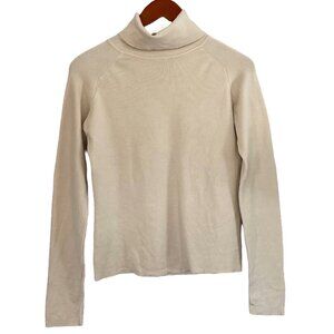 Valerie Separates Silk Blend Ivory/Neutral Long Sleeve Turtleneck Knit Sweater S